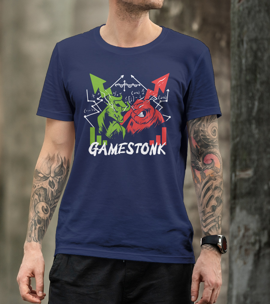 Gamestonk Wall Street Bull Bear Short Squeeze Arrows Equations T-Shirt