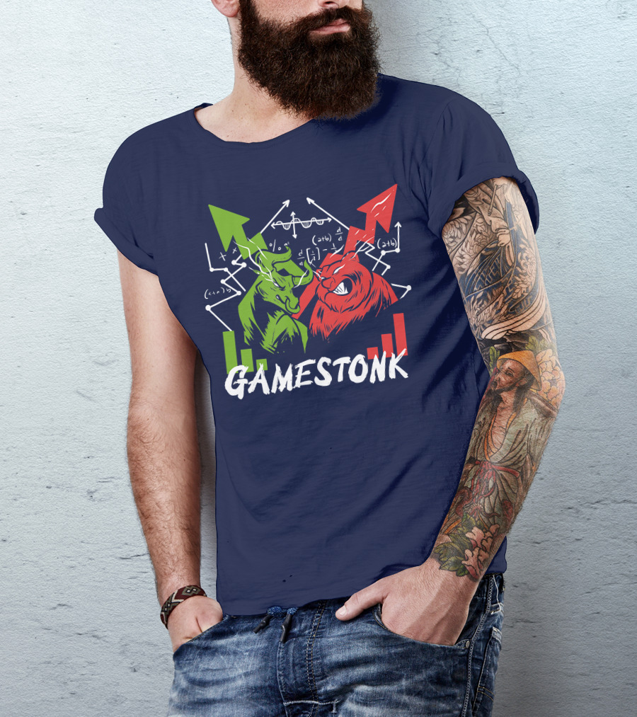 Gamestonk Wall Street Bull Bear Short Squeeze Arrows Equations T-Shirt