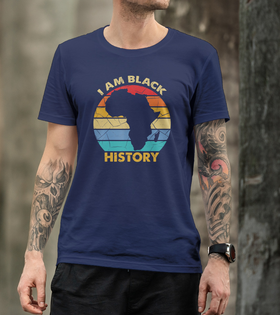 I Am Black History African American Map Of Africa Stripes T-Shirt