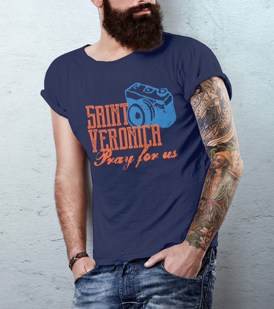 Saint Veronica Pray For Us Photography Camera T-Shirt