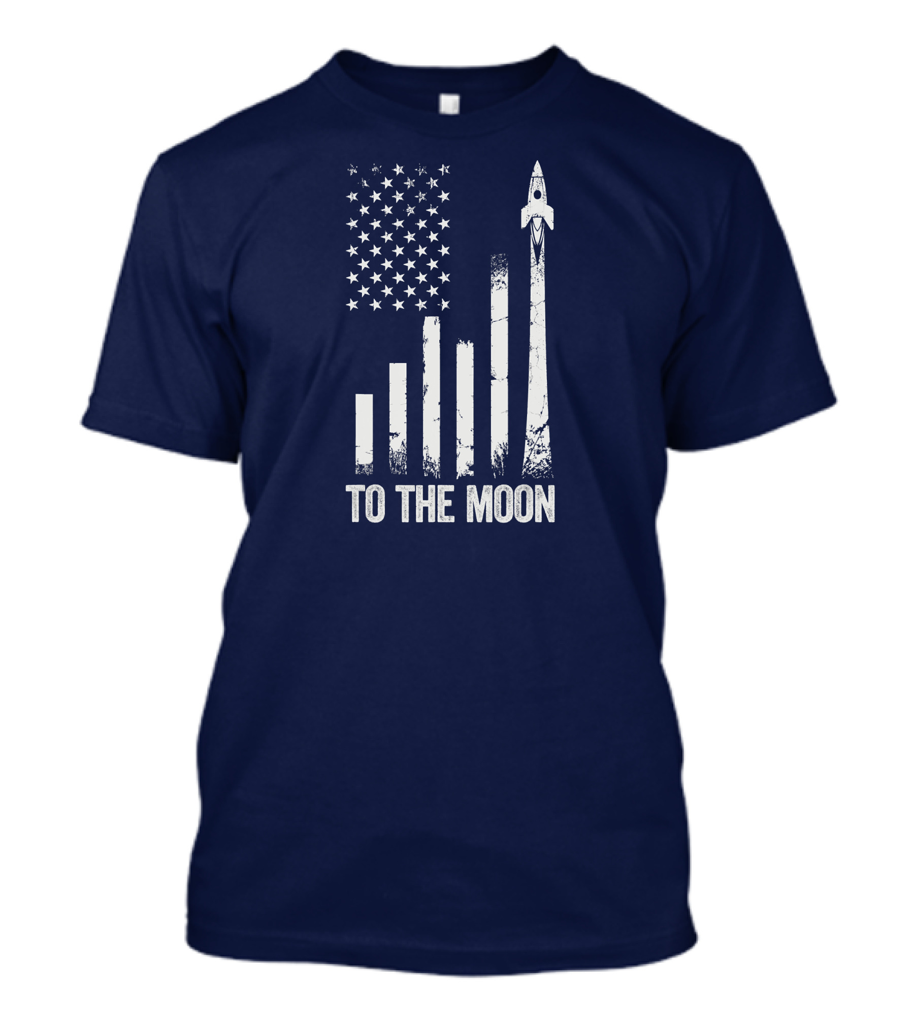 To The Moon American Flag Rocket Stock Market Chart T-Shirt