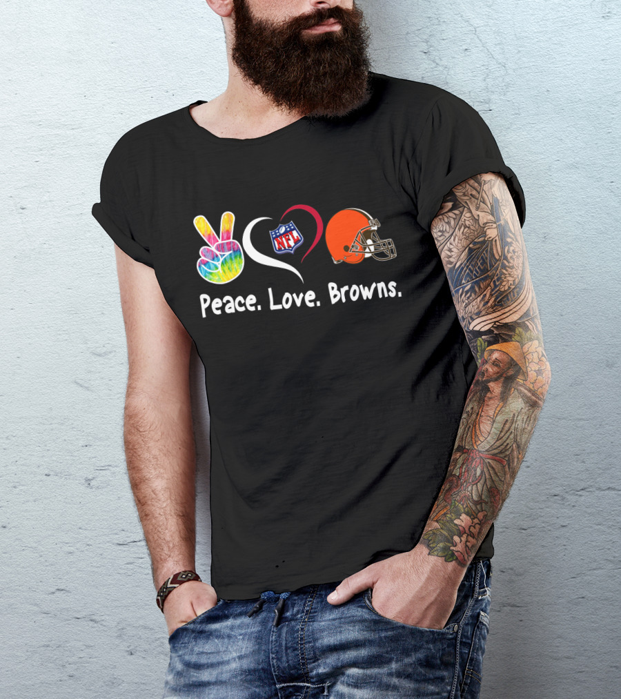 Peace Love NFL Browns Helmet T-Shirt