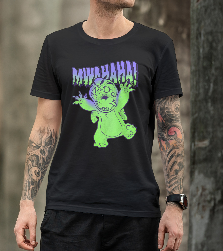 Disney Stitch Halloween Mwahaha Green Glow T-Shirt