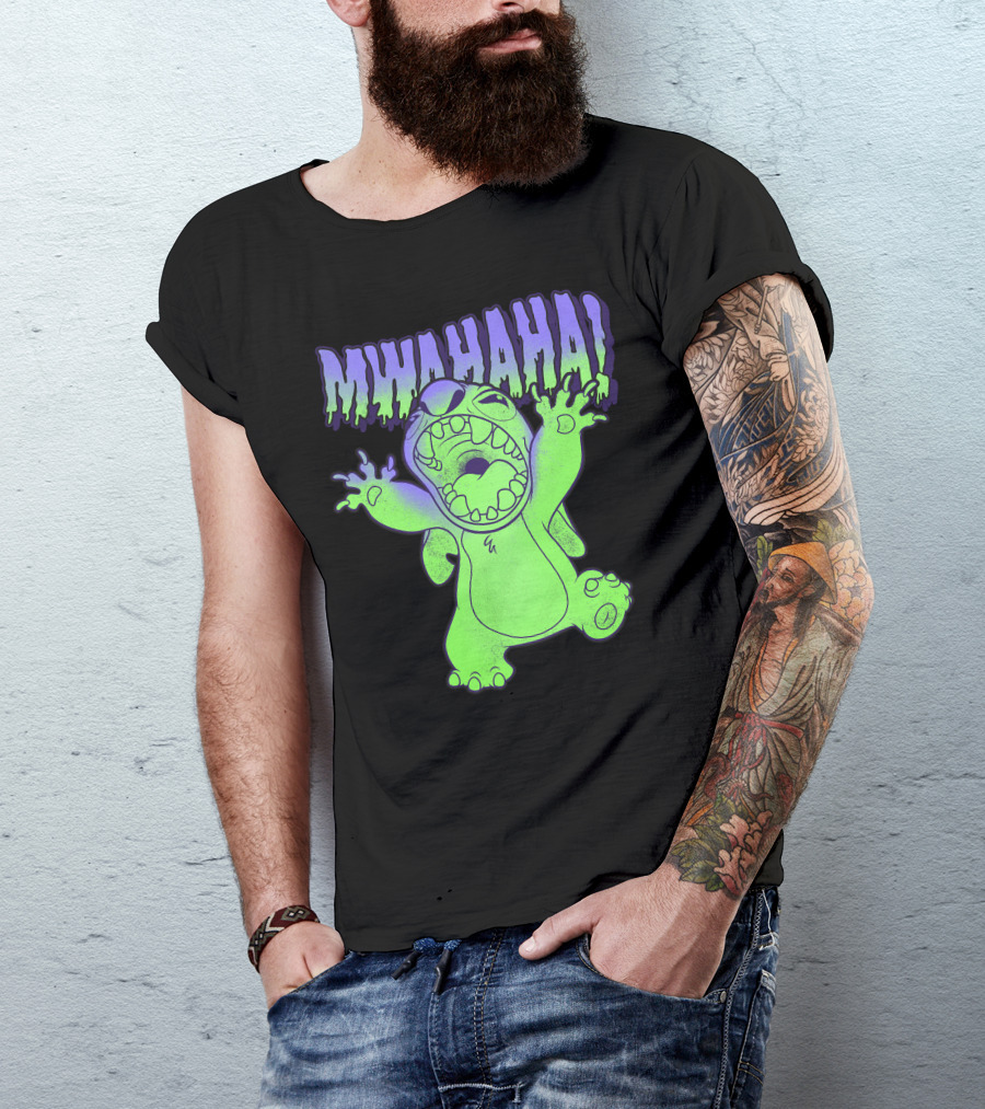 Disney Stitch Halloween Mwahaha Green Glow T-Shirt