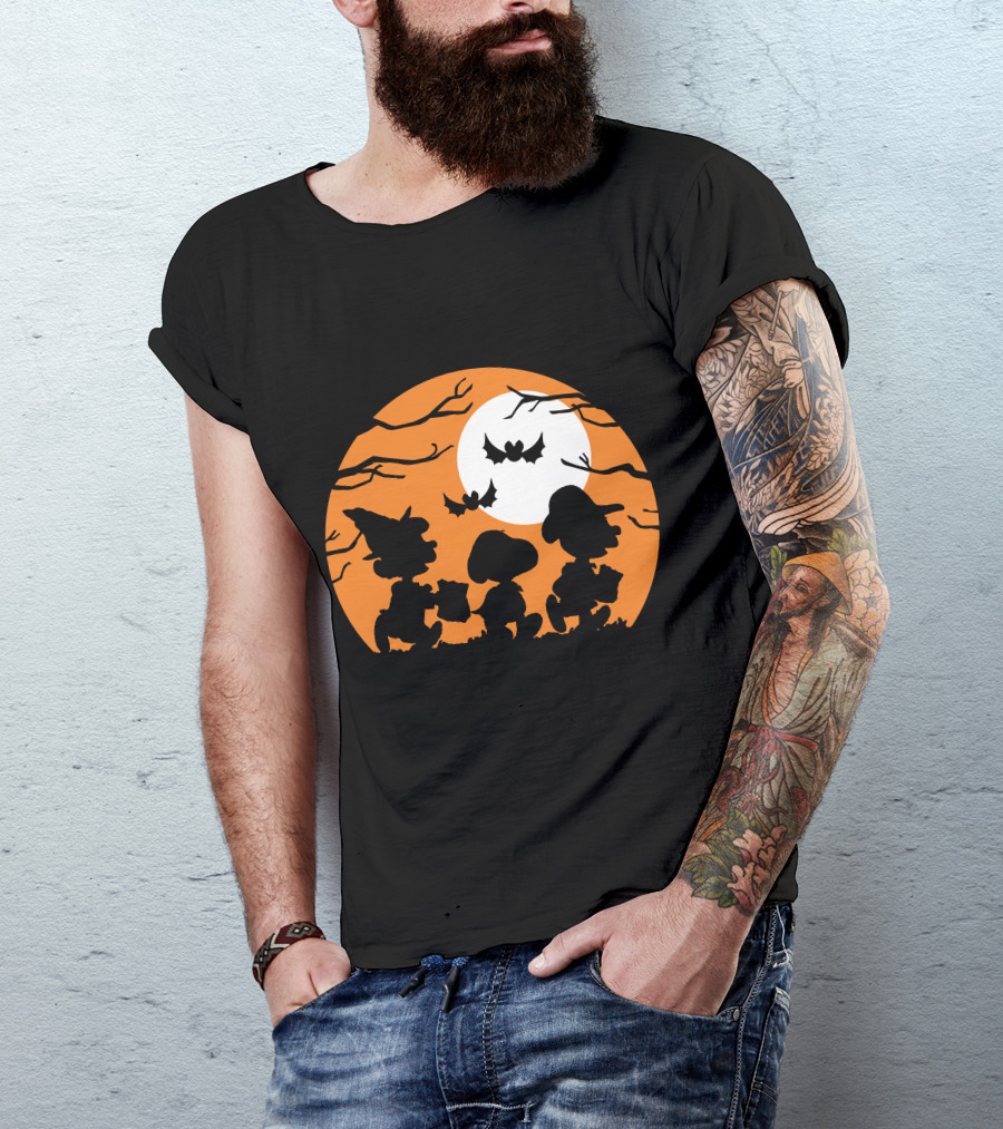 Peanuts Halloween Trick Or Treat Moonlit Bats T-Shirt