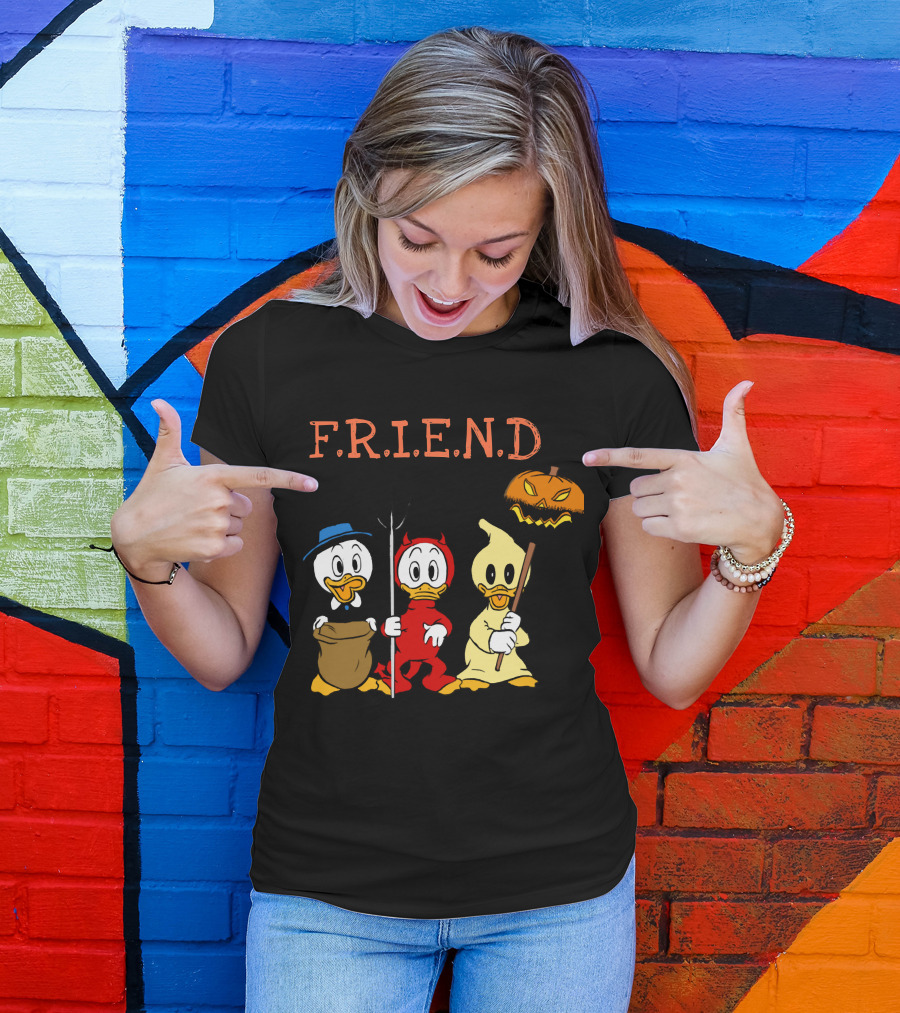 Disney Donald Duck Halloween F.R.I.E.N.D Ghost Devil Pumpkin T-Shirt