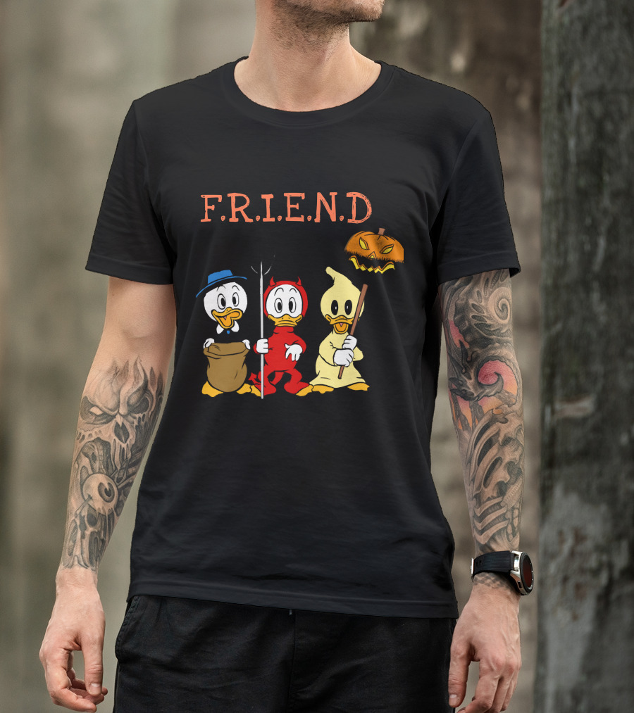 Disney Donald Duck Halloween F.R.I.E.N.D Ghost Devil Pumpkin T-Shirt