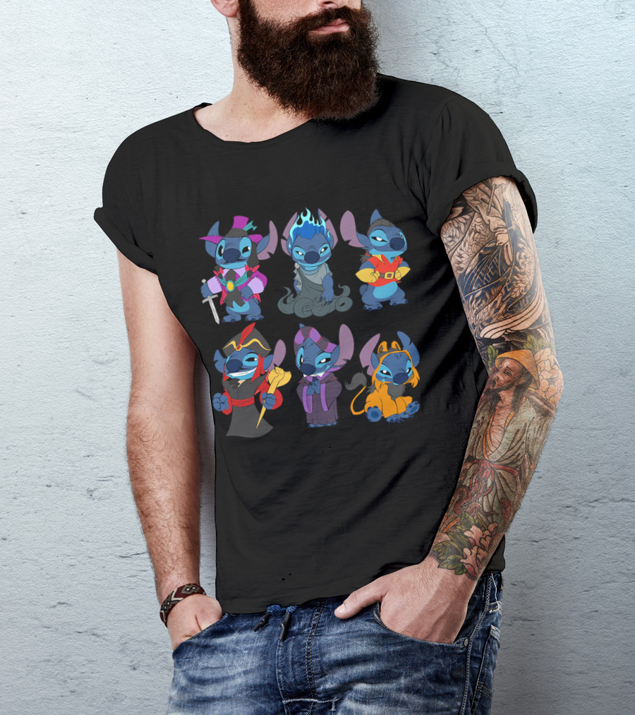 Halloween Time Stitch In Disney Villain Costumes T-Shirt