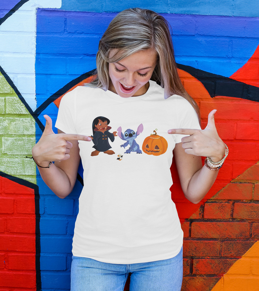 Halloween Stitch Lilo Vampire Costume Pumpkin T-Shirt