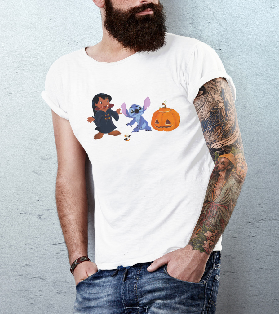 Halloween Stitch Lilo Vampire Costume Pumpkin T-Shirt