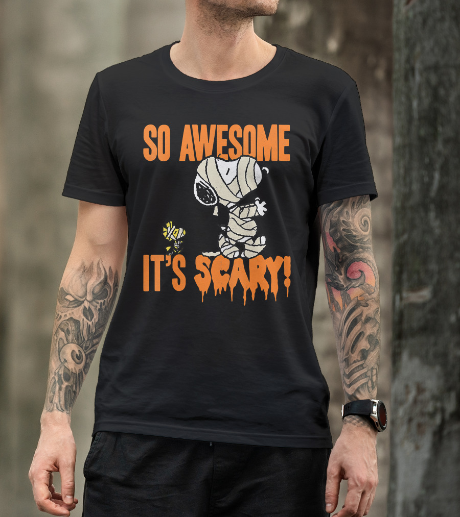 So Awesome It's Scary Halloween Snoopy Mummy T-Shirt