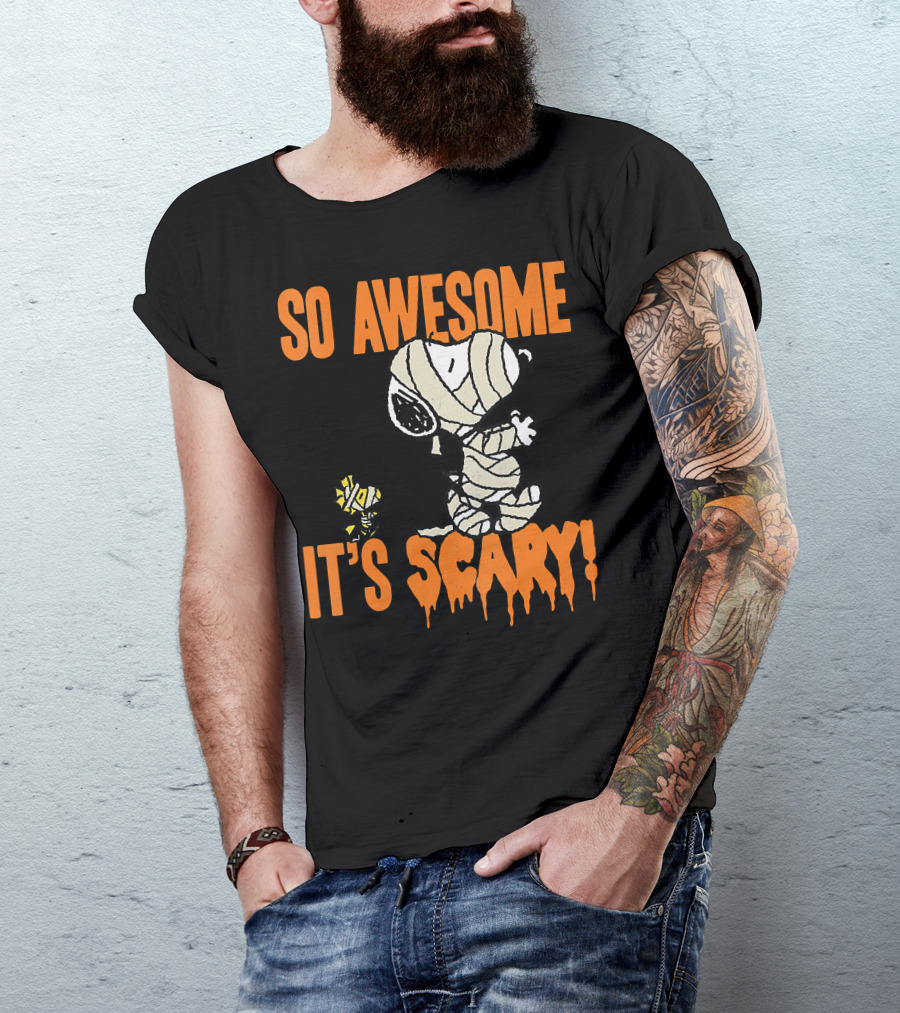 So Awesome It's Scary Halloween Snoopy Mummy T-Shirt