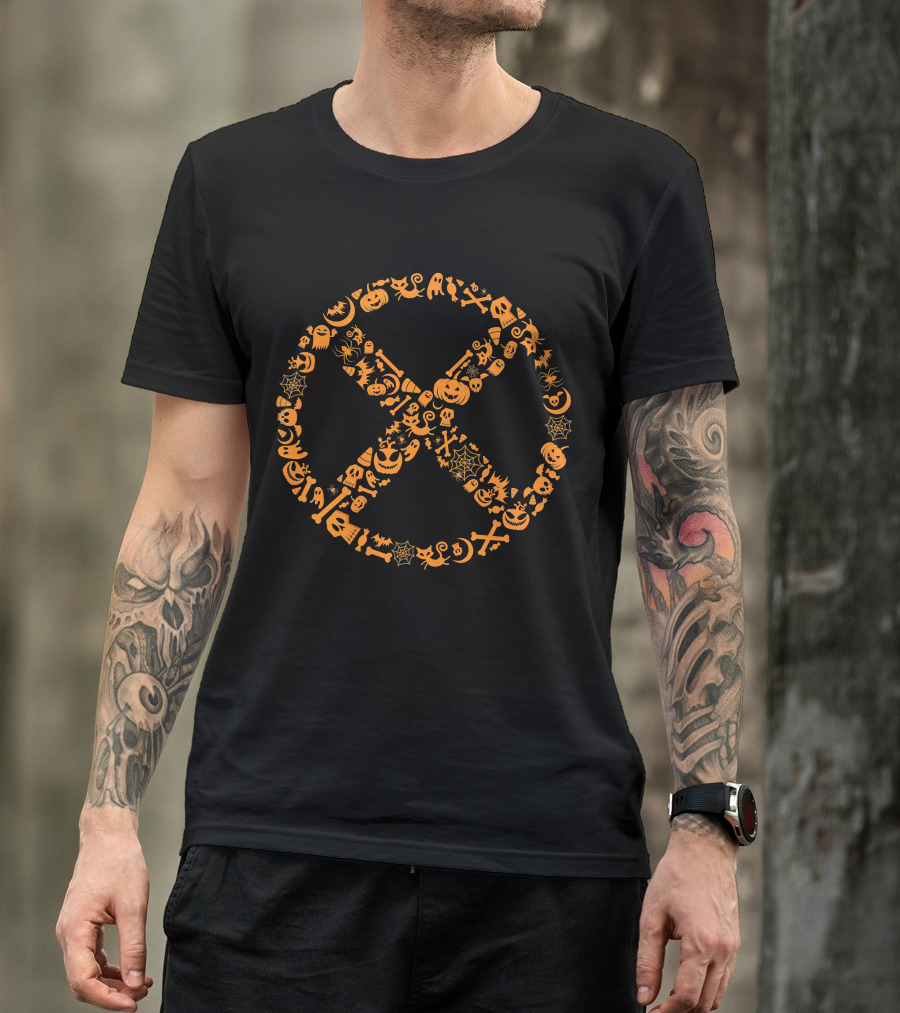 Marvel X Men Halloween Pumpkin Spiderweb Skull T-Shirt