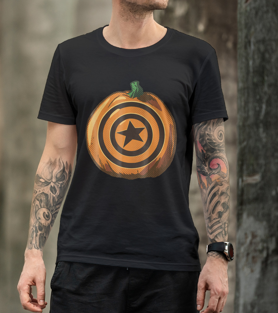 Capt America Shield Pumpkin Halloween T-Shirt