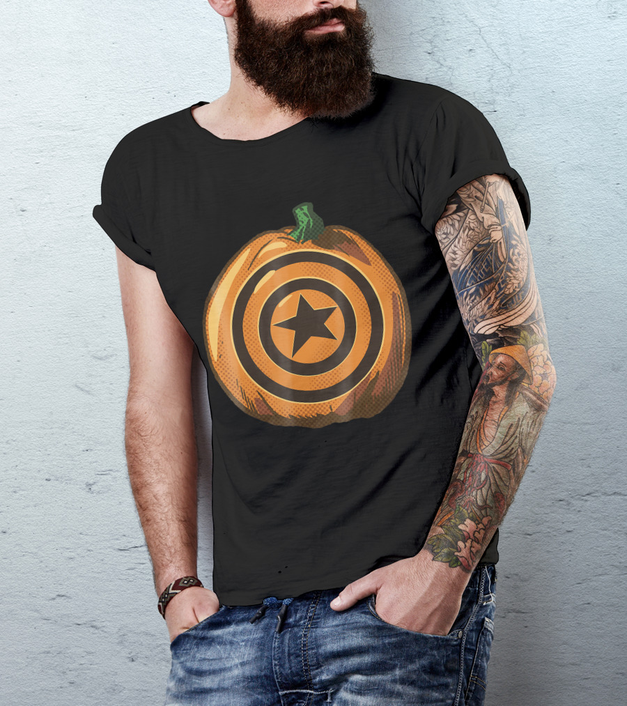 Capt America Shield Pumpkin Halloween T-Shirt