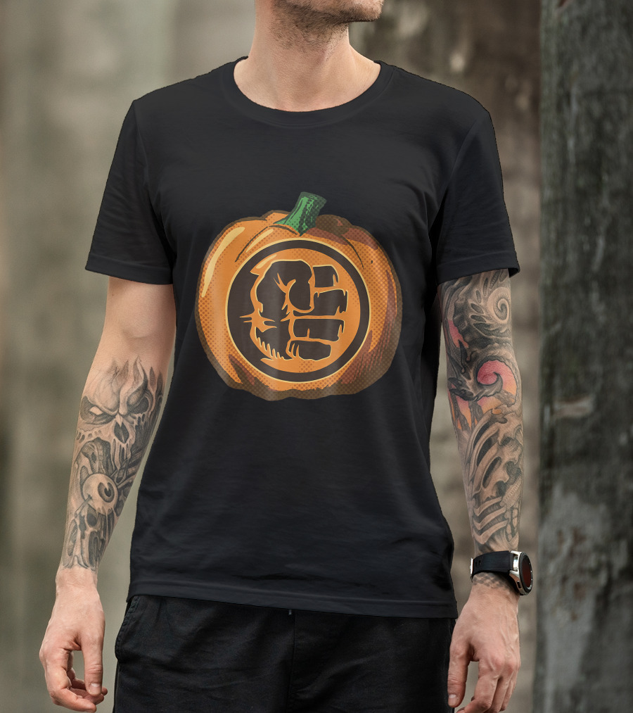 Hulk Fist Pumpkin Halloween Fusion In Comic T-Shirt