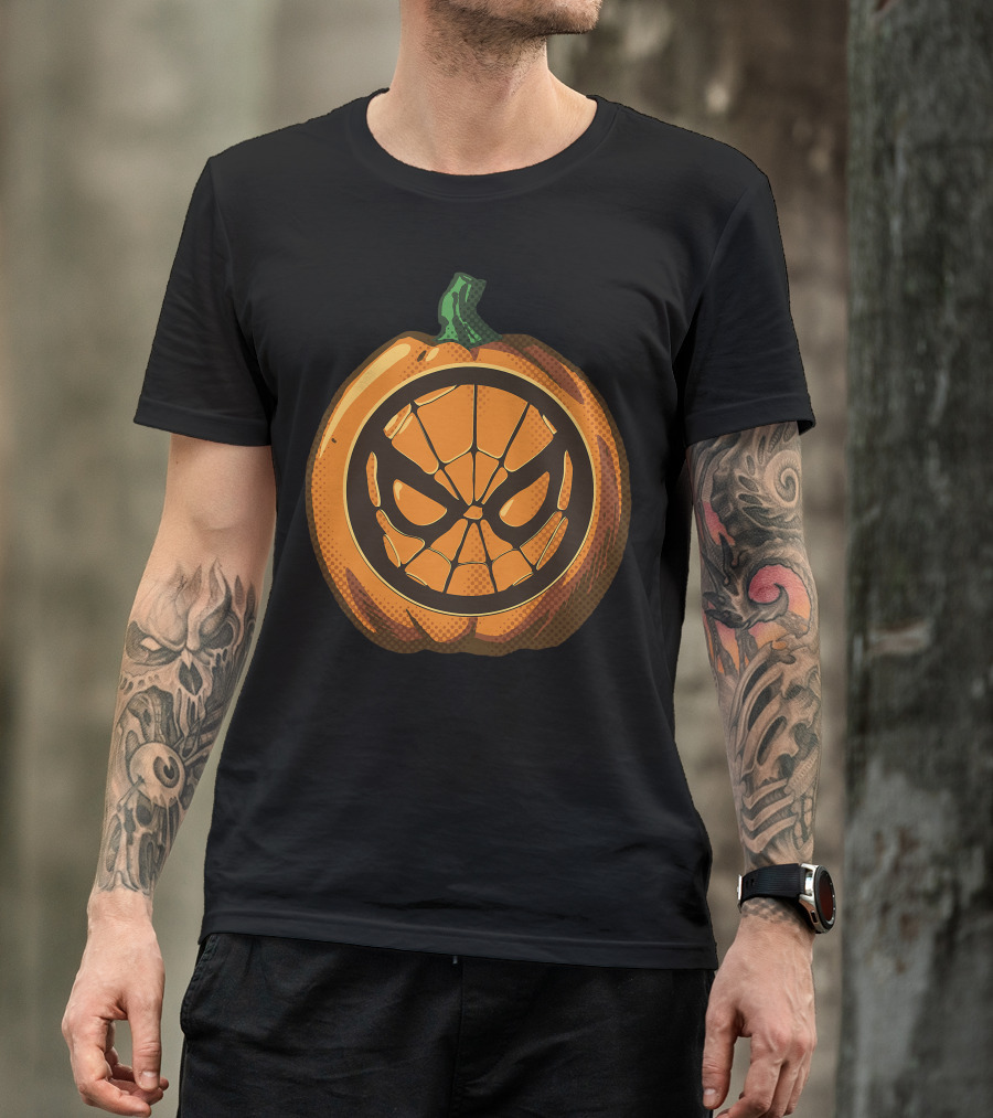 Spider Man Halloween Pumpkin Face Carving T-Shirt