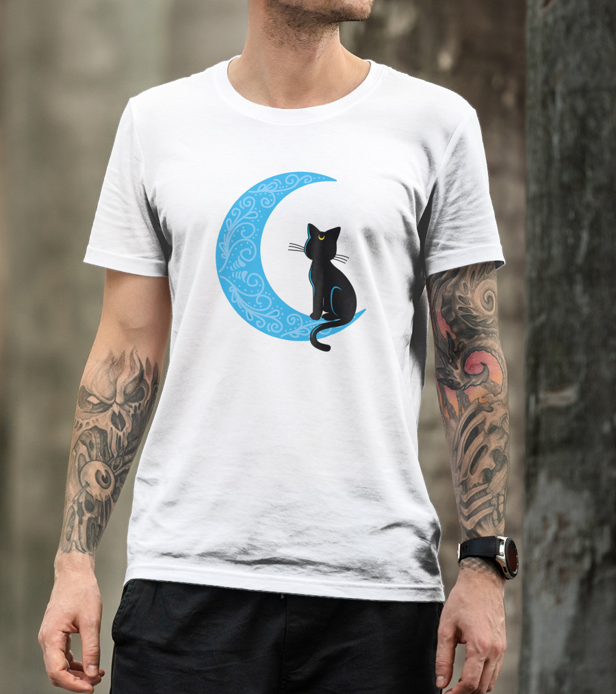 Black Cat Crescent Moon Sailor Guardian T-Shirt