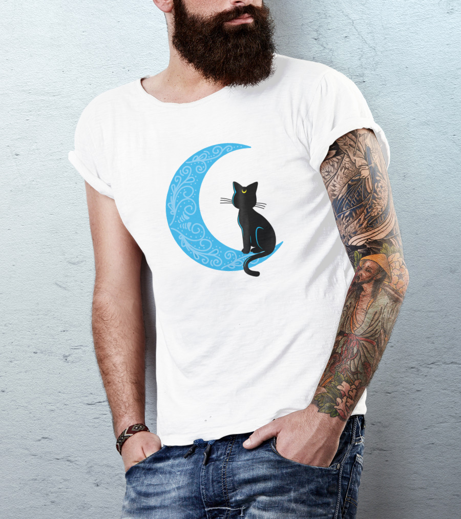 Black Cat Crescent Moon Sailor Guardian T-Shirt