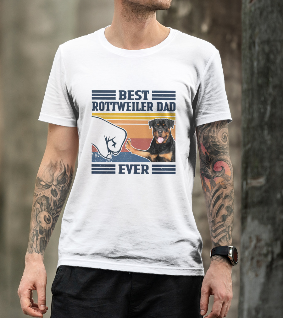 Best Rottweiler Dad Ever Vintage Fist Bump Stripes T-Shirt