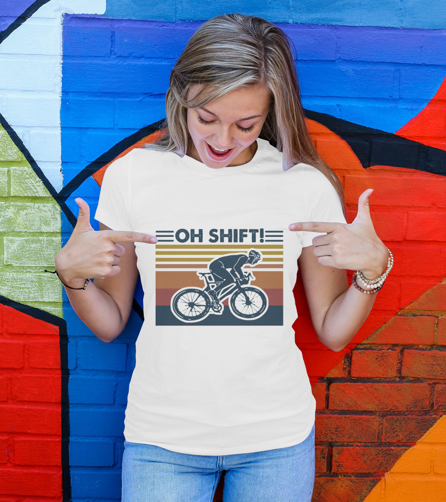 Oh Shift Cycling Retro Stripes T-Shirt
