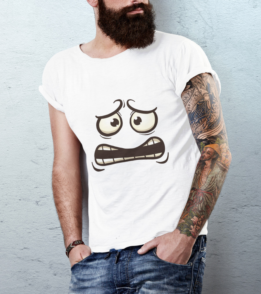Cute Funny Ghost Monster Face Expression Halloween Costume Adults Kids T-Shirt