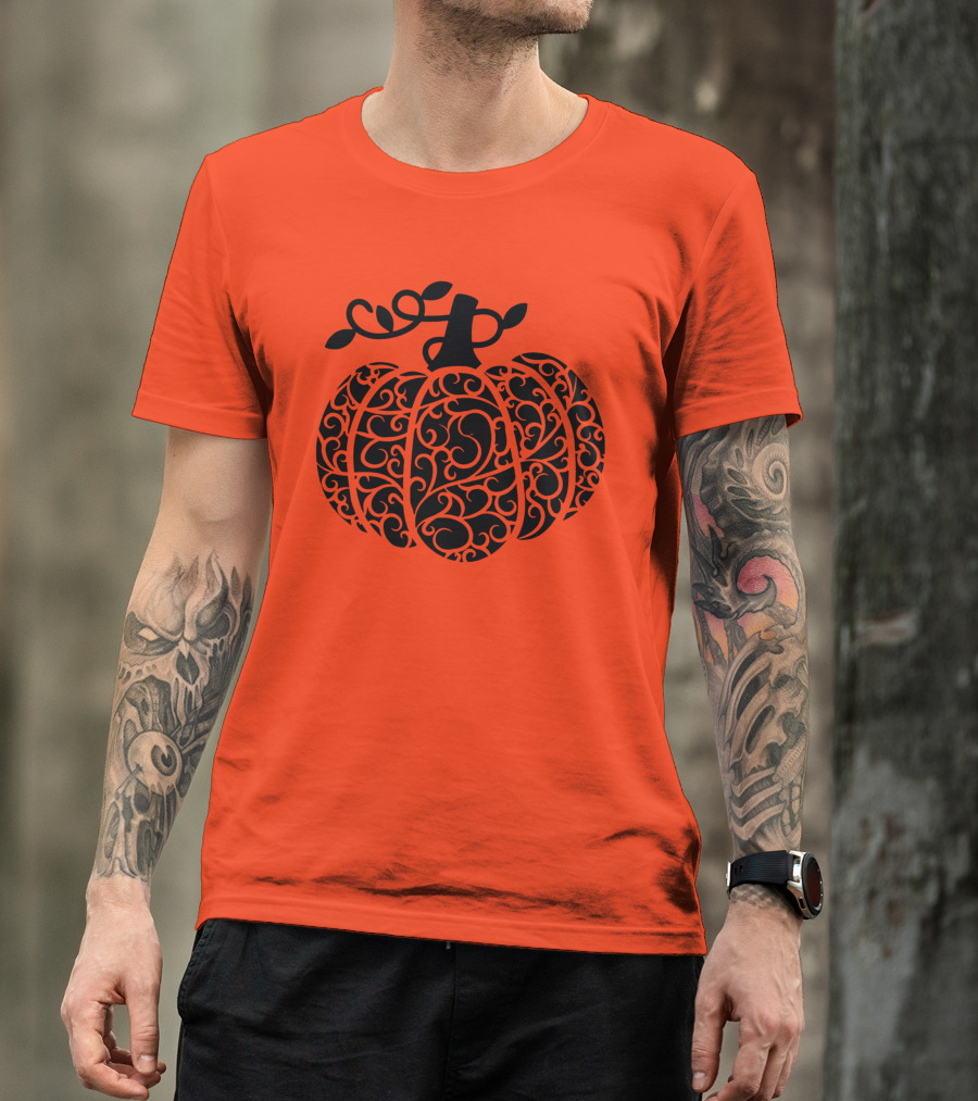 Fall Pumpkin Swirly Pumpkin Women Cute Fall T-Shirt