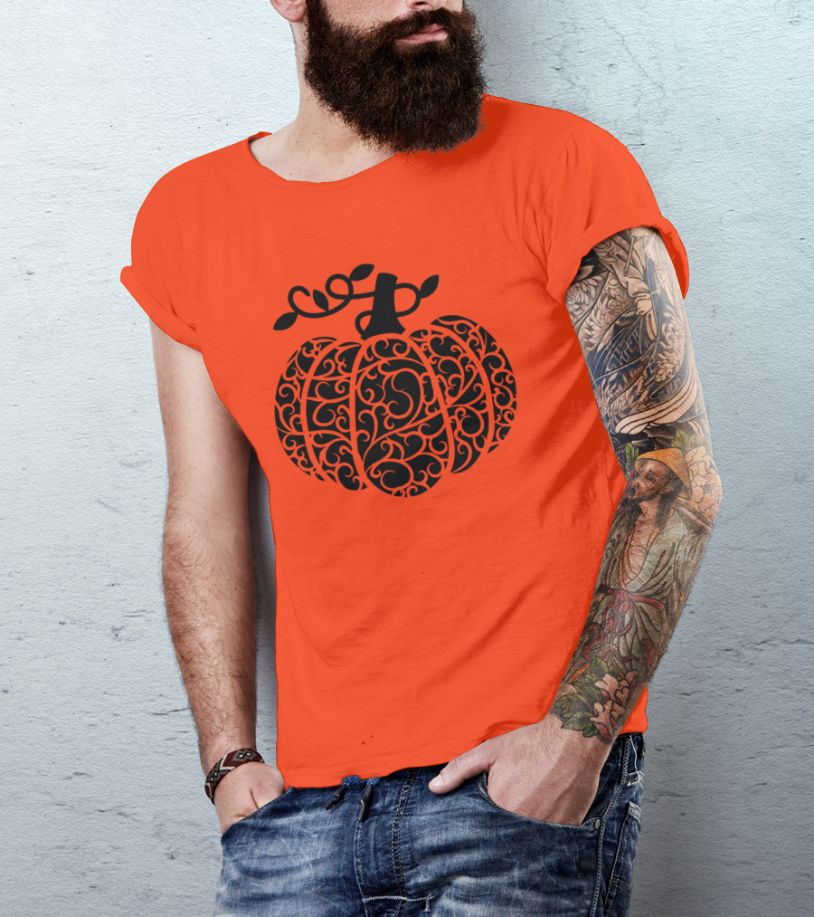 Fall Pumpkin Swirly Pumpkin Women Cute Fall T-Shirt
