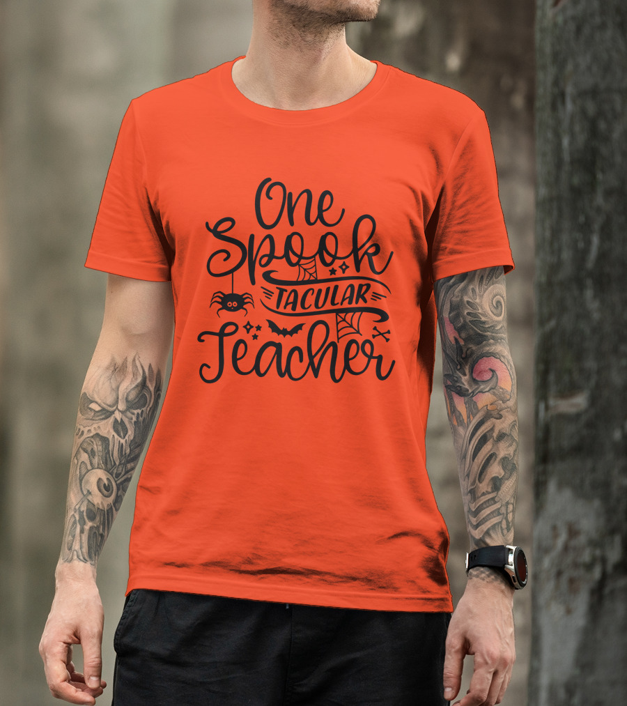 One Spooktacular Teacher Halloween Spider And Bat T-Shirt