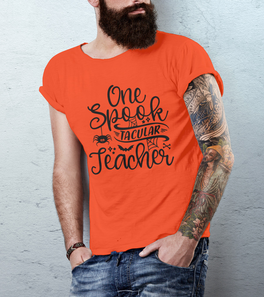 One Spooktacular Teacher Halloween Spider And Bat T-Shirt