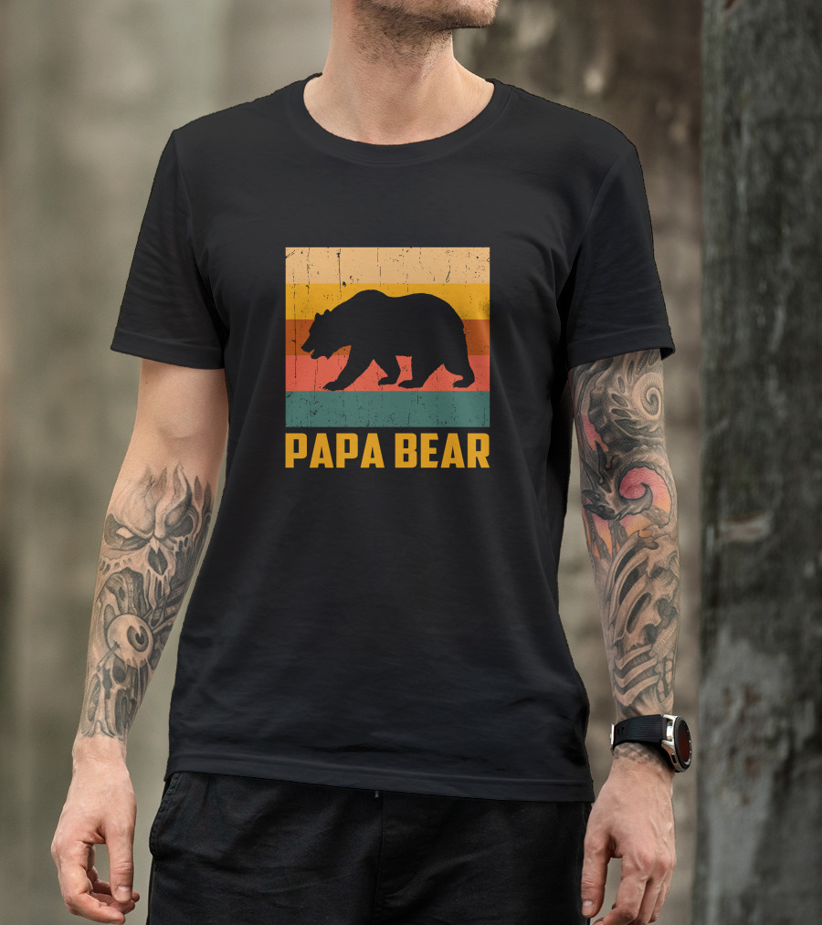 Papa Bear Dad Vintage Retro Bear T-Shirt