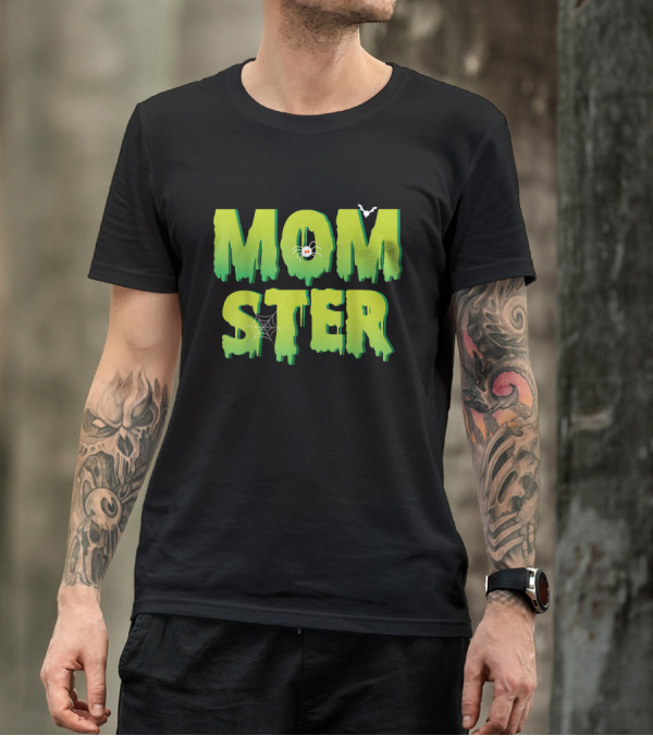Funny Momster Halloween Costume With Spider And Bat Elements T-Shirt