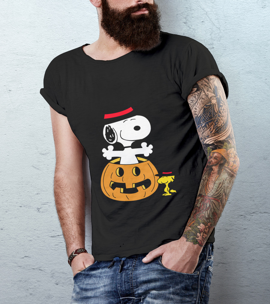 Snoopy Woodstock Halloween Pumpkin Witch Hat T-Shirt