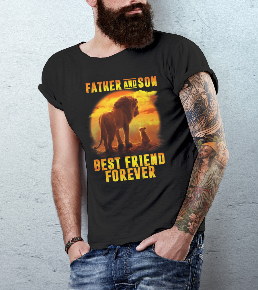 Father And Son Best Friend Forever The Lion King Silhouette Fan T-Shirt
