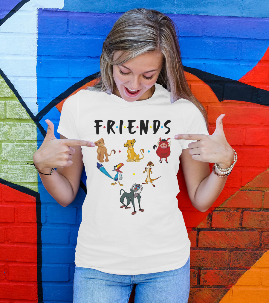 Friends The Lion King Simba Pumbaa Timon Rafiki Zazu Cartoon Characters T-Shirt