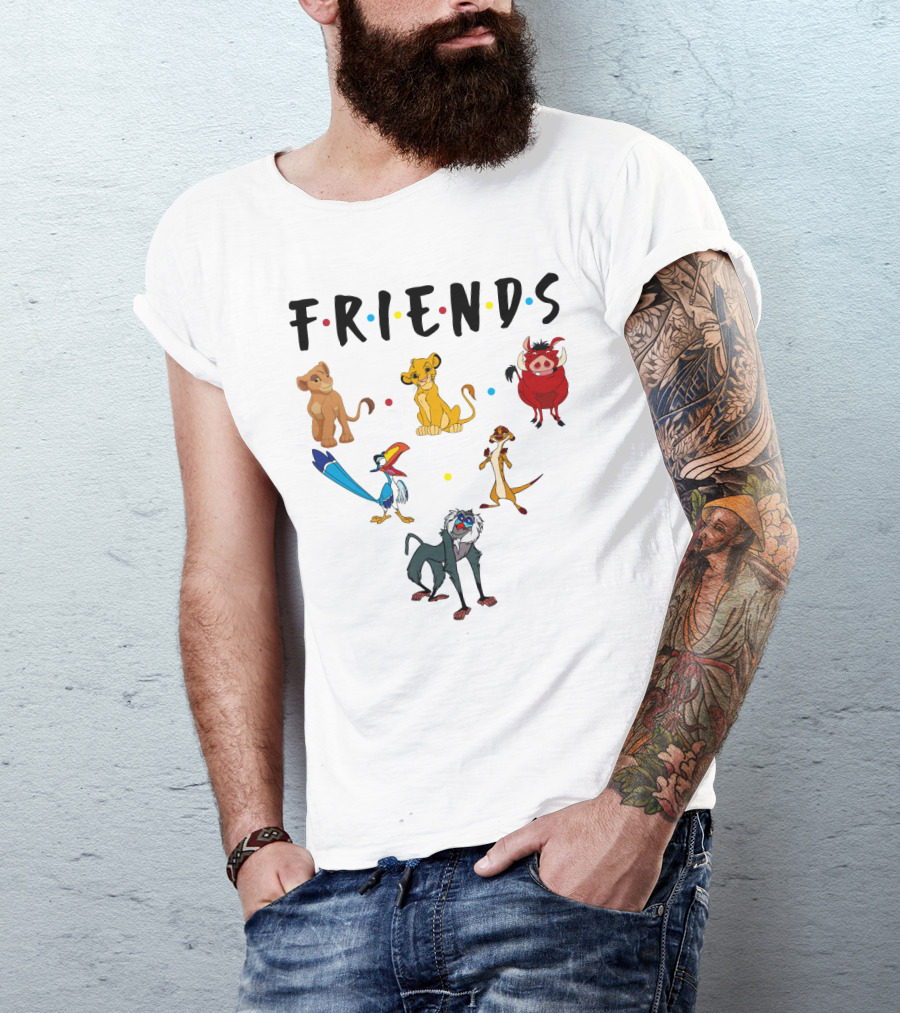 Friends The Lion King Simba Pumbaa Timon Rafiki Zazu Cartoon Characters T-Shirt