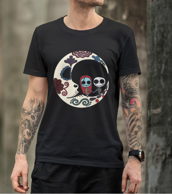 Calavera Moon Jack Skellington Sally Día De Los Muertos T-Shirt