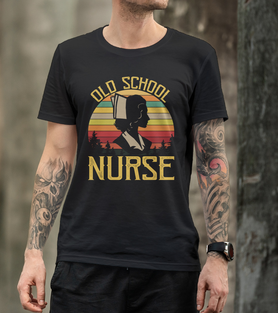 Old School Nurse Vintage Sunset T-Shirt