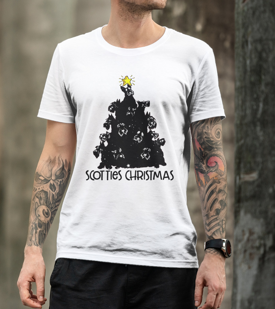 Scotties Christmas Tree With Star T-Shirt