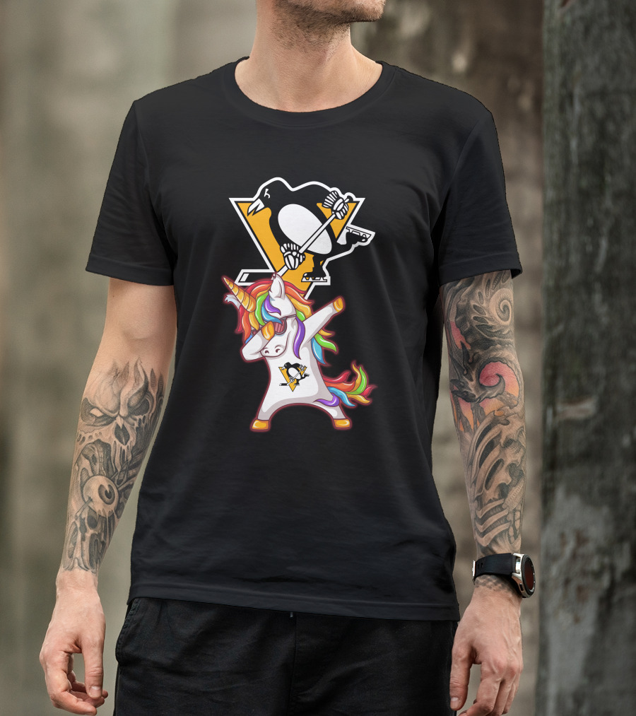 Unicorn Dabbing Penguins Pittsburgh Hockey T-Shirt