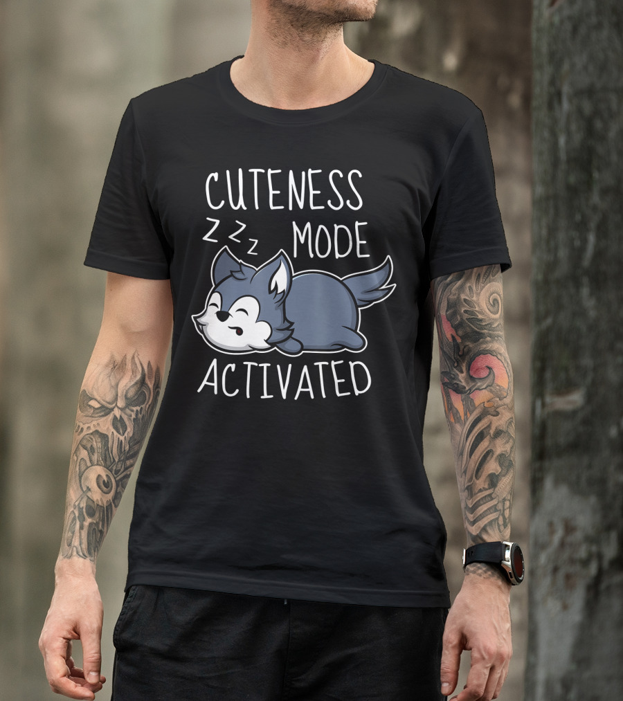 Cuteness Mode Activated Cute Wolf Kid Sleeping T-Shirt