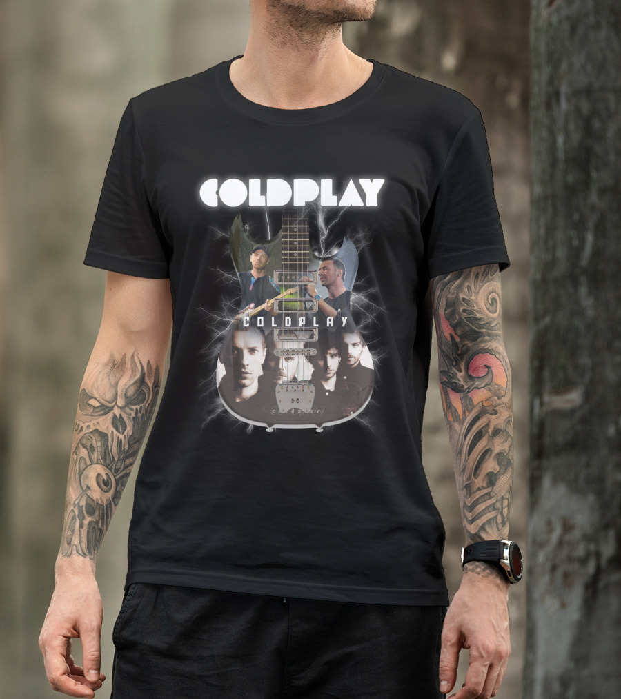 COLDPLAY Electric Guitar Lightning Portraits T-Shirt