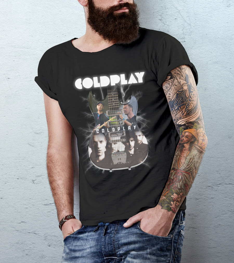 COLDPLAY Electric Guitar Lightning Portraits T-Shirt
