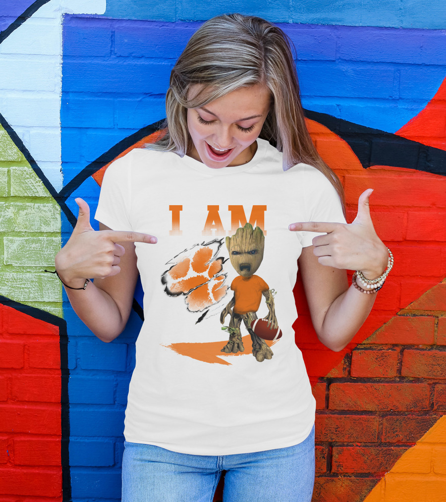 I AM Clemson Tiger Groot Football T-Shirt