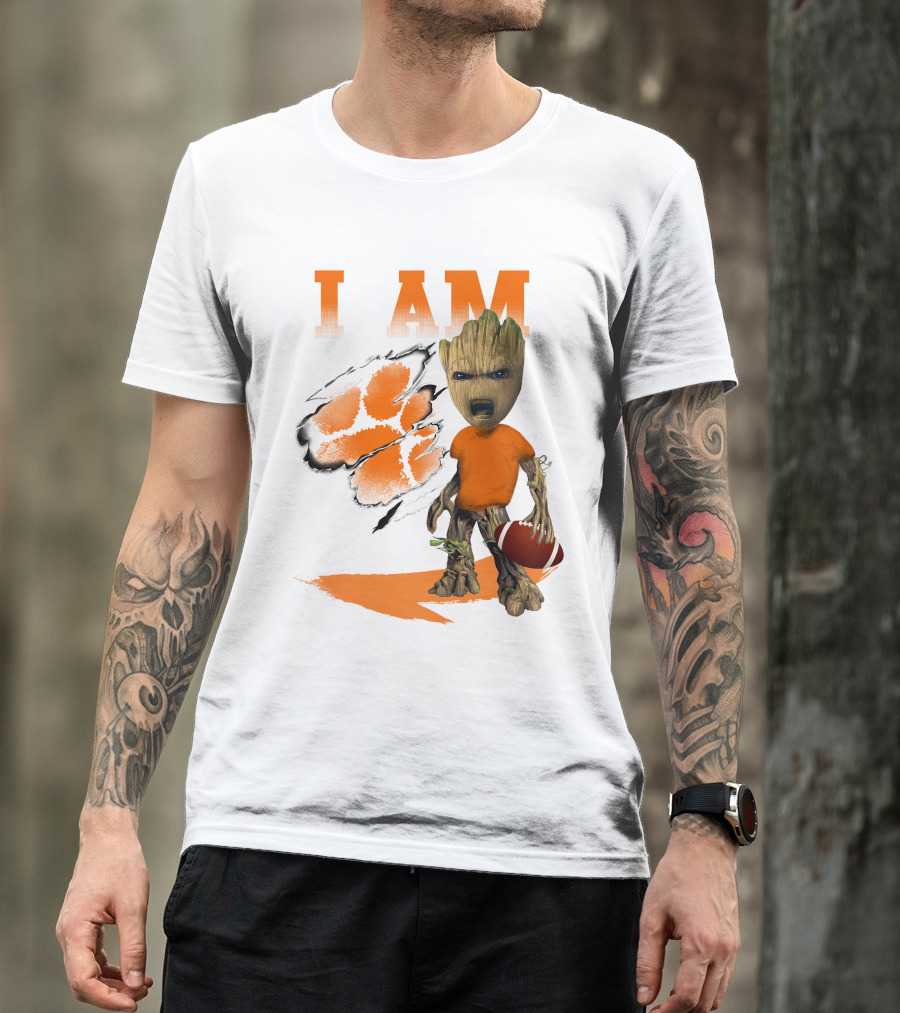 I AM Clemson Tiger Groot Football T-Shirt