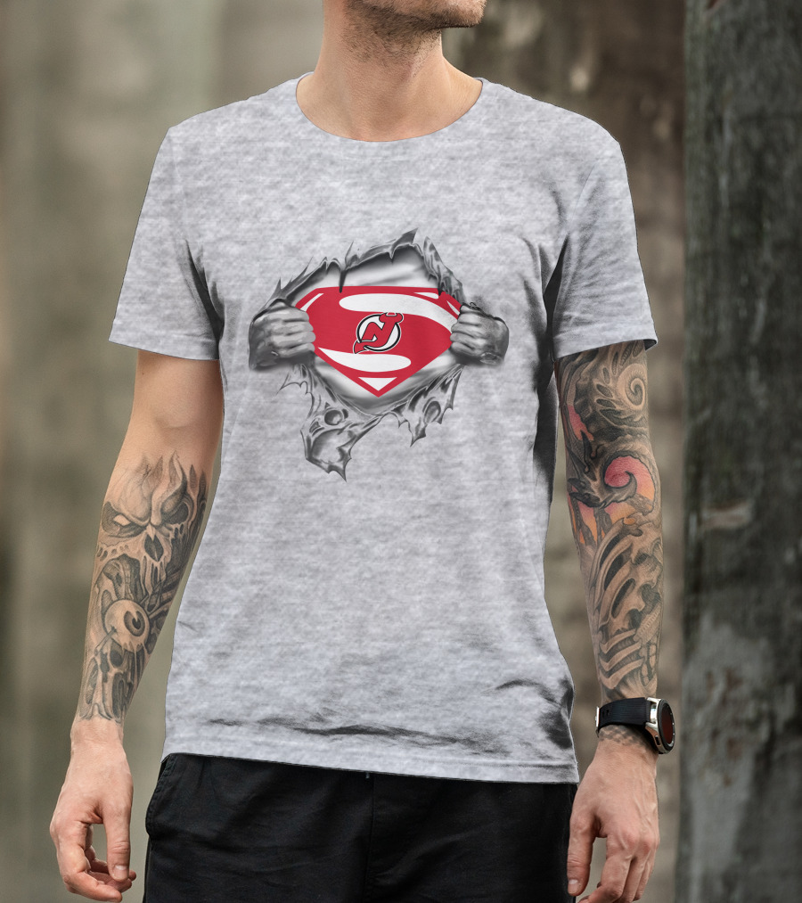 New Jersey Devils Superman Iconic Logo Fusion T-Shirt
