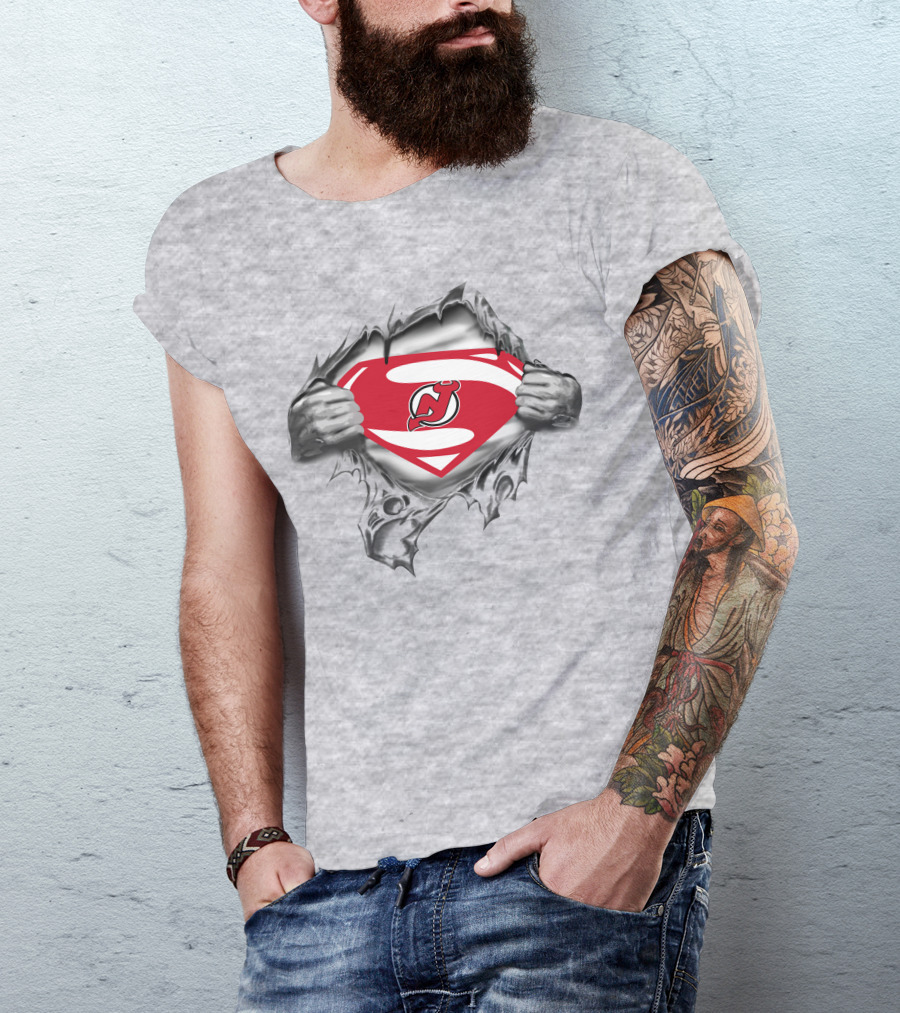 New Jersey Devils Superman Iconic Logo Fusion T-Shirt