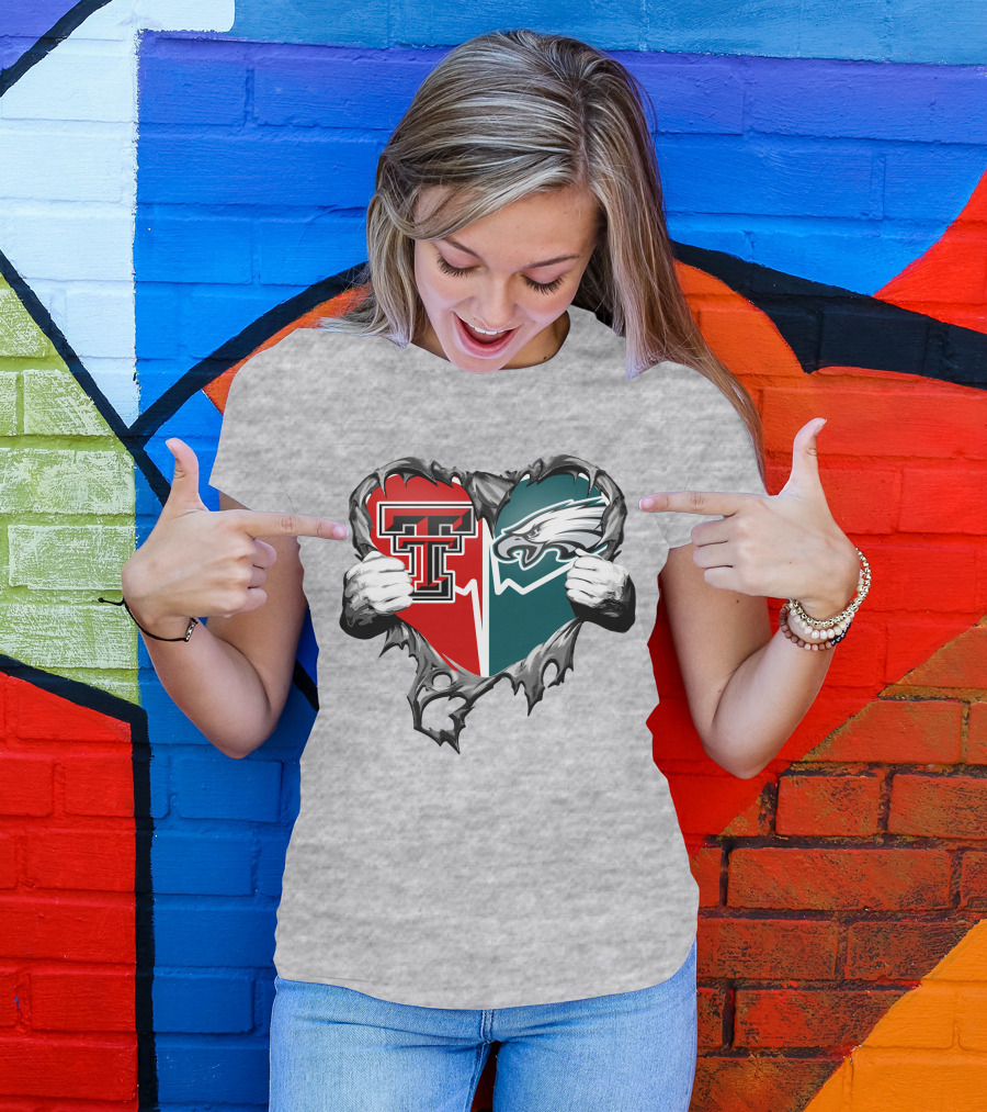 Texas Tech And Eagles Heart T-Shirt