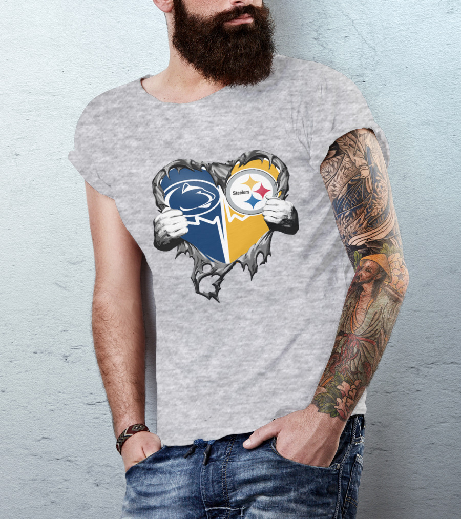 Steelers And Penn State Heart T-Shirt