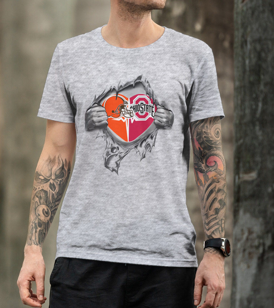 Cleveland Browns Ohio State Buckeyes Heart T-Shirt